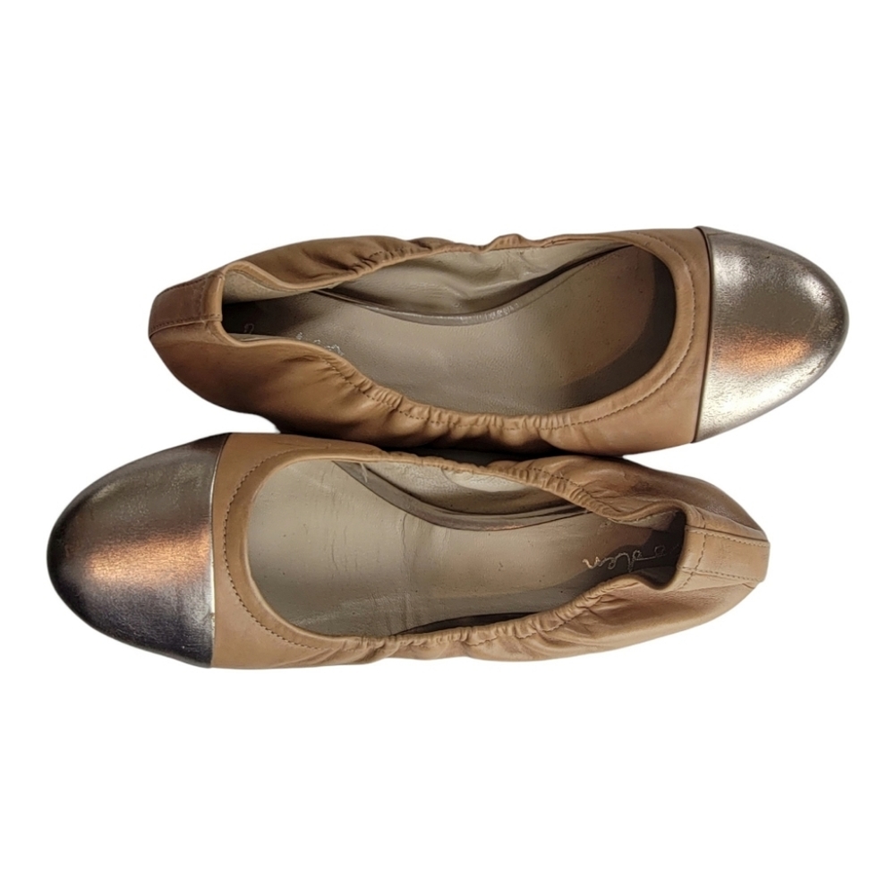 Boden Metallic Toe Tan Leather Ballet Flat size 9 1/2 (Euro Sz 41)
